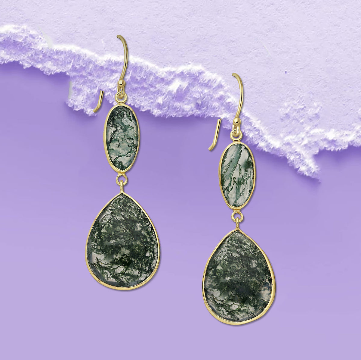 Moss Agate Dangle Earrings, Moss Agate Earrings 