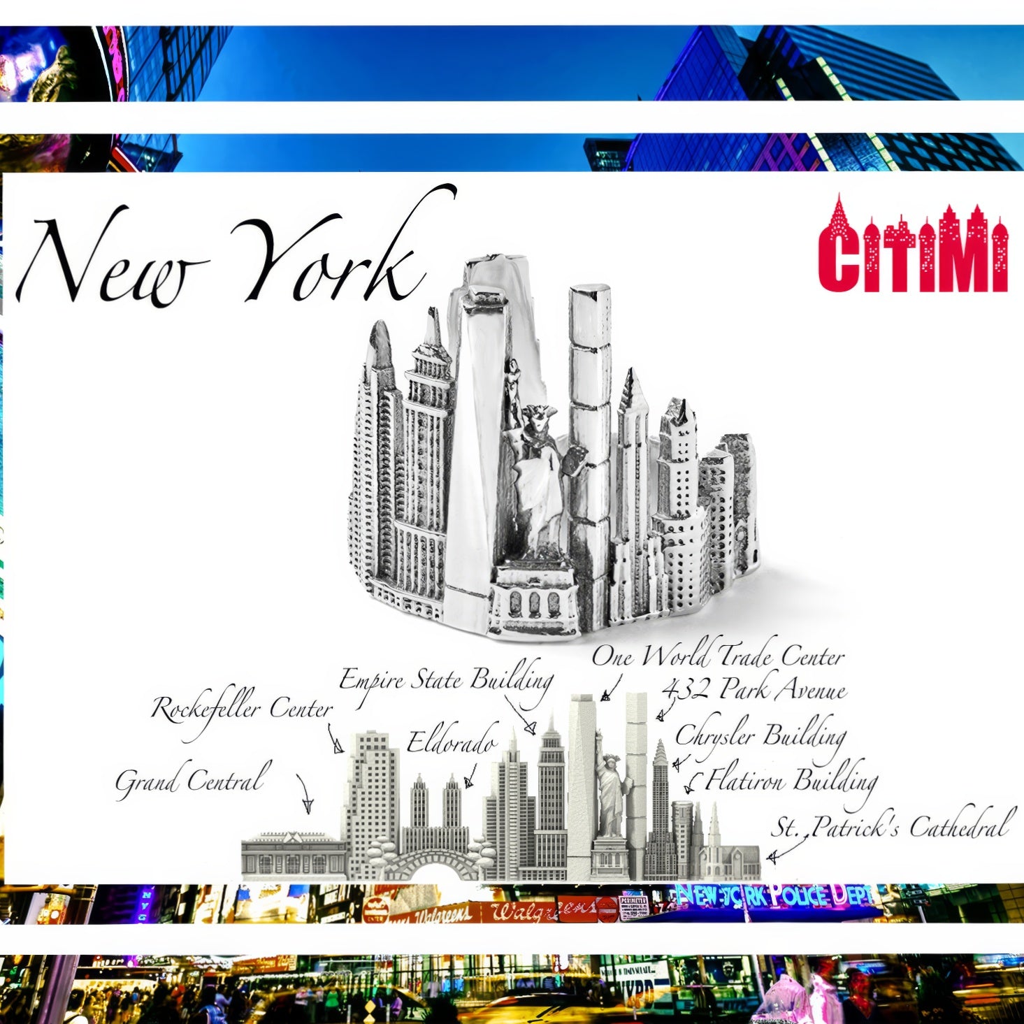 Cityscape Ring New York in Sterling Silver