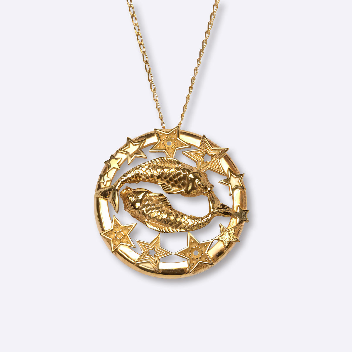Pisces zodiac rnecklace in yellow gold with star constellation design, CITIMI