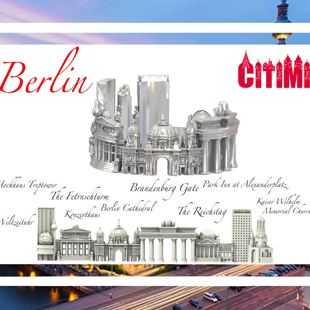 Cityscape Ring Berlin in Sterling Silver