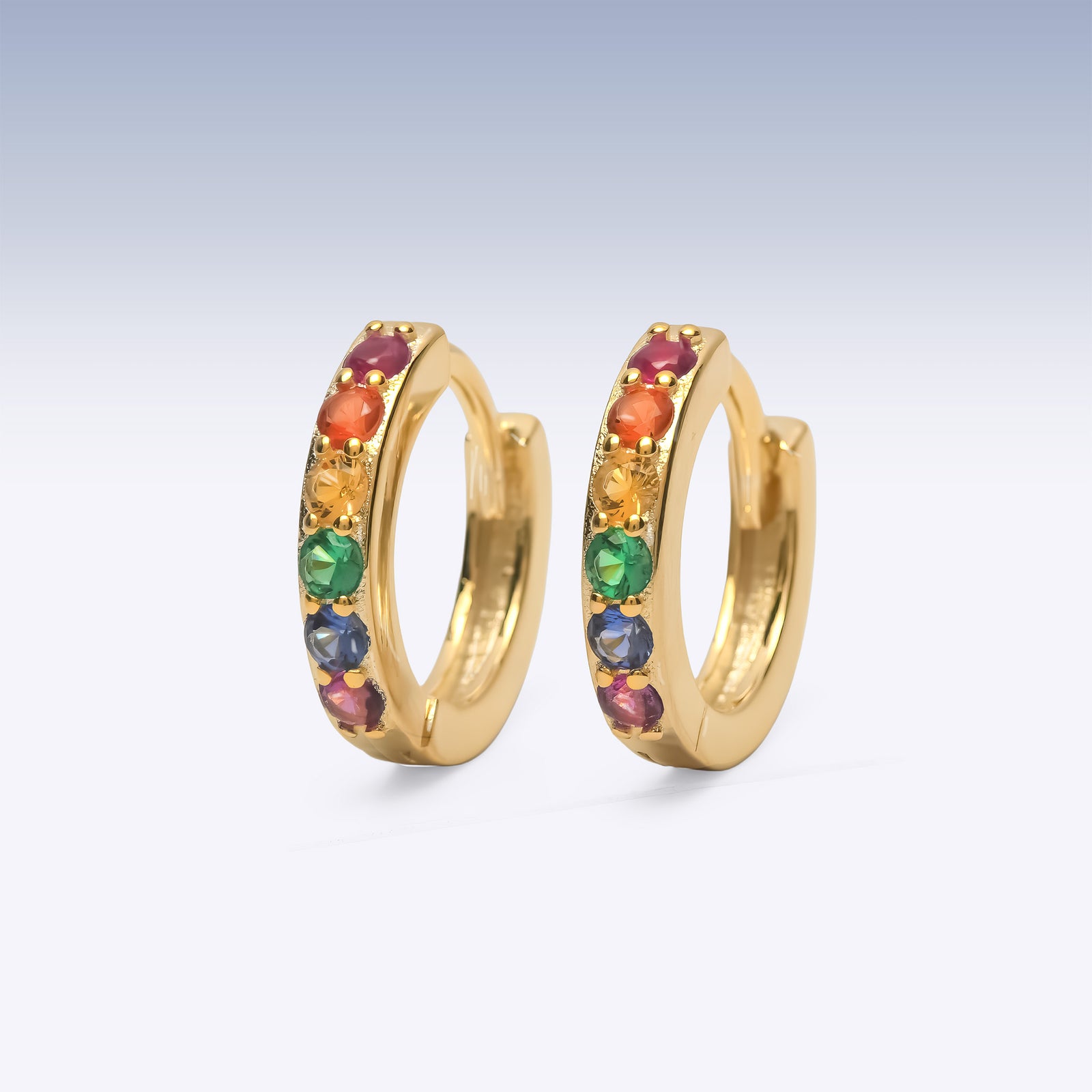 Black Rainbow Huggie Hoop Earrings