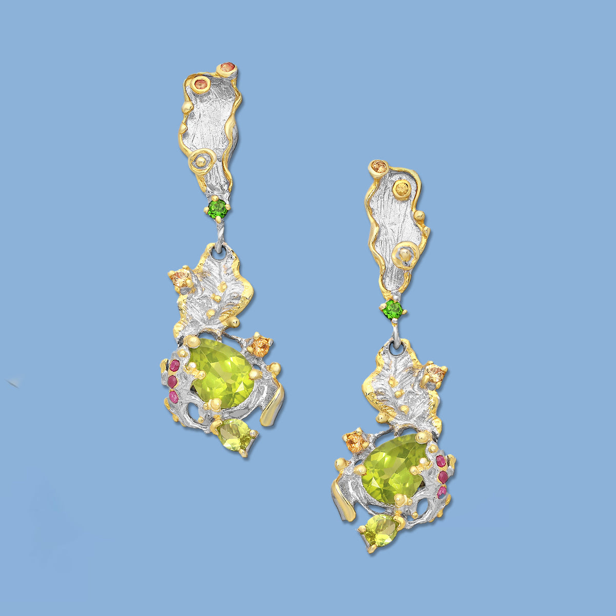 Gemstone earrings, silver earrings