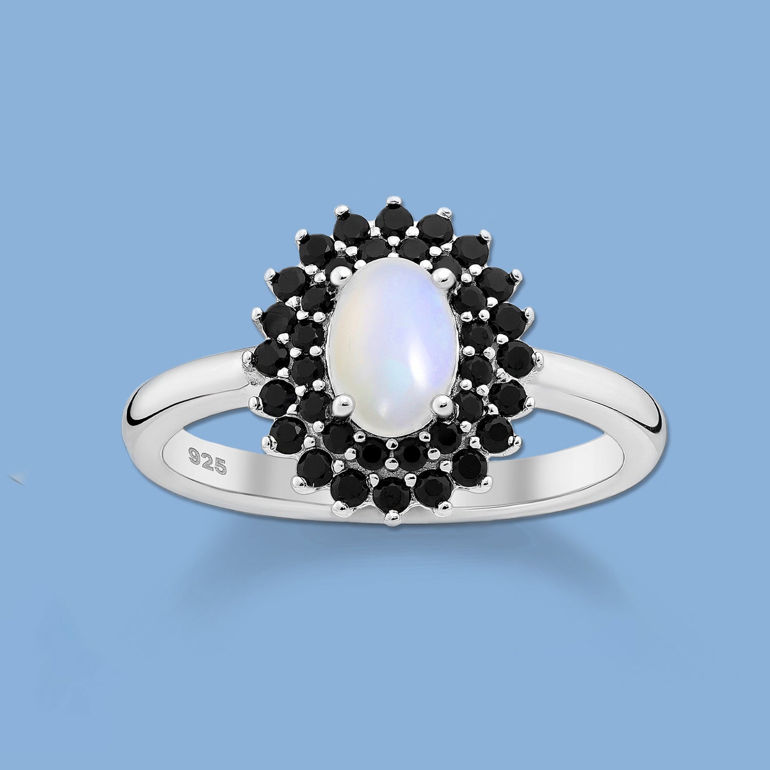 Ring with Ethiopian Opal and Black Spinel