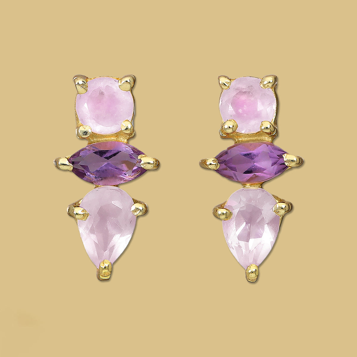  Rose Quartz and Amethyst earrings, gemstone earrings