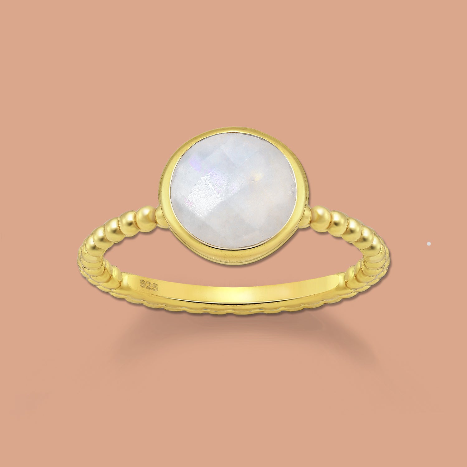 Silver Ring , Rainbow Moonstone