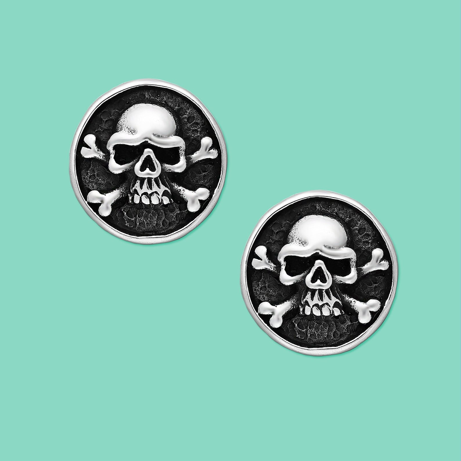 Skull Studs, Silver Earrings 