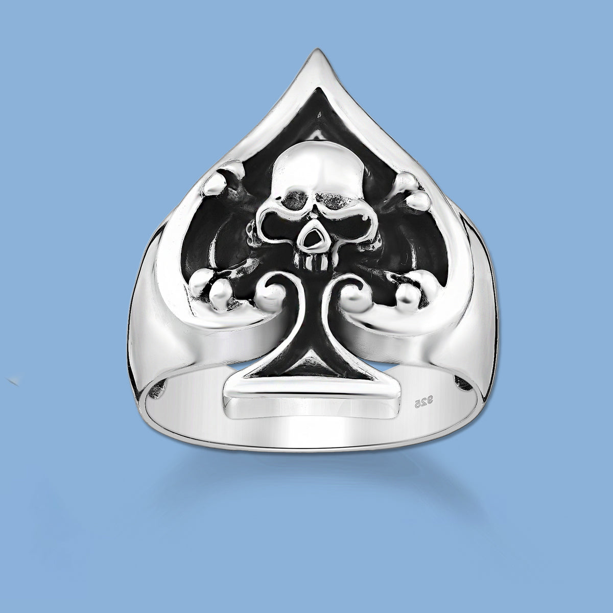 Skull Ring, Spades Card Ring,  Silver Ring