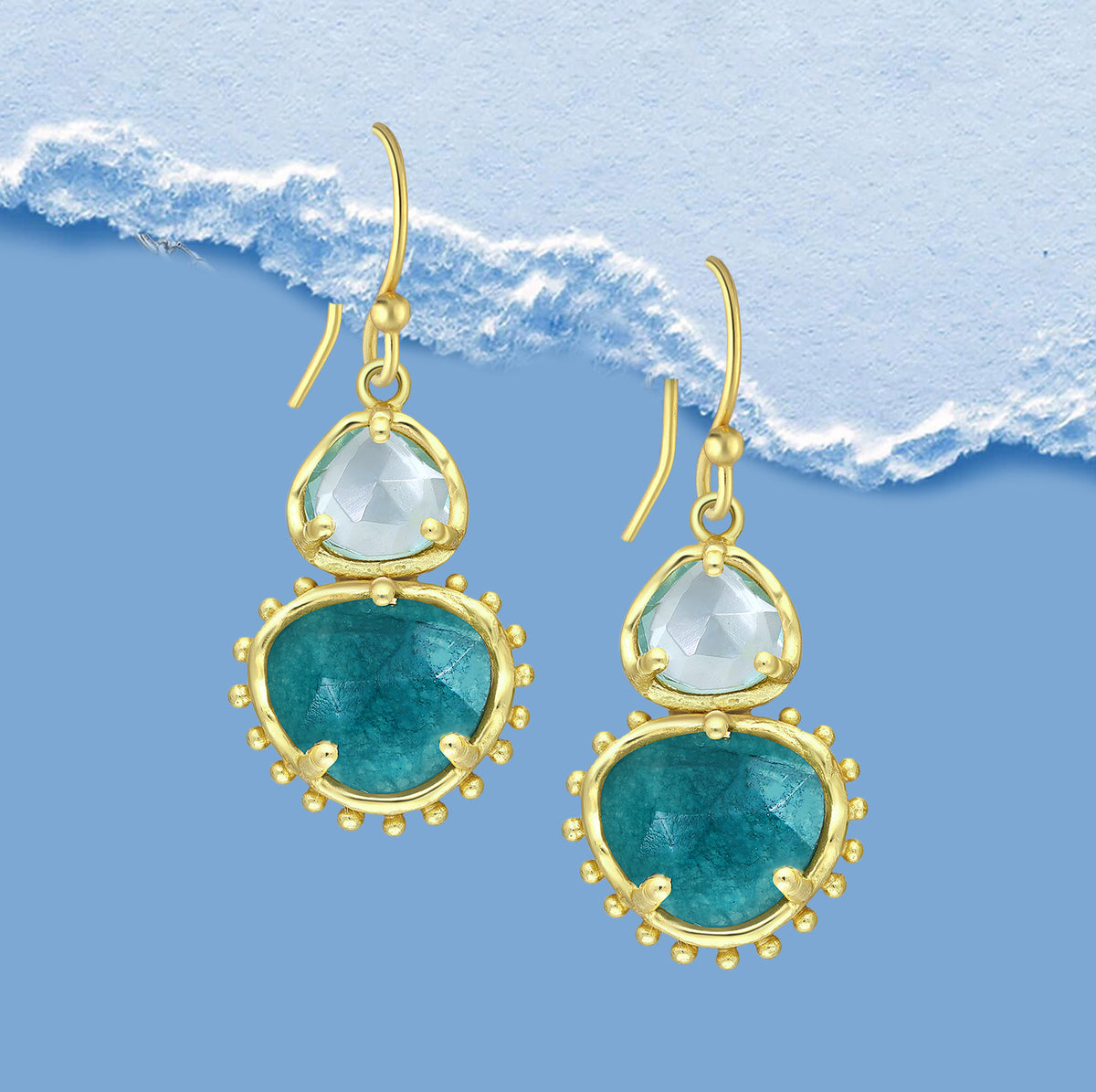 Blue Topaz  Earrings , hook earrings