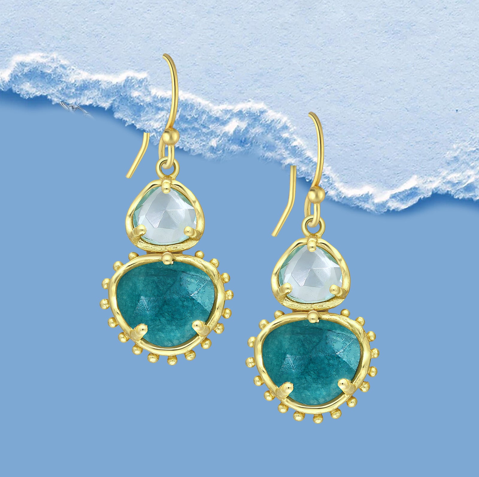 Blue Topaz  Earrings , hook earrings