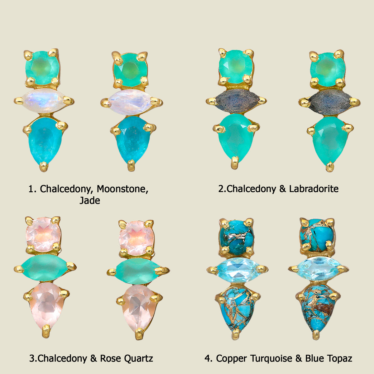  Spike gemstone earrings 1