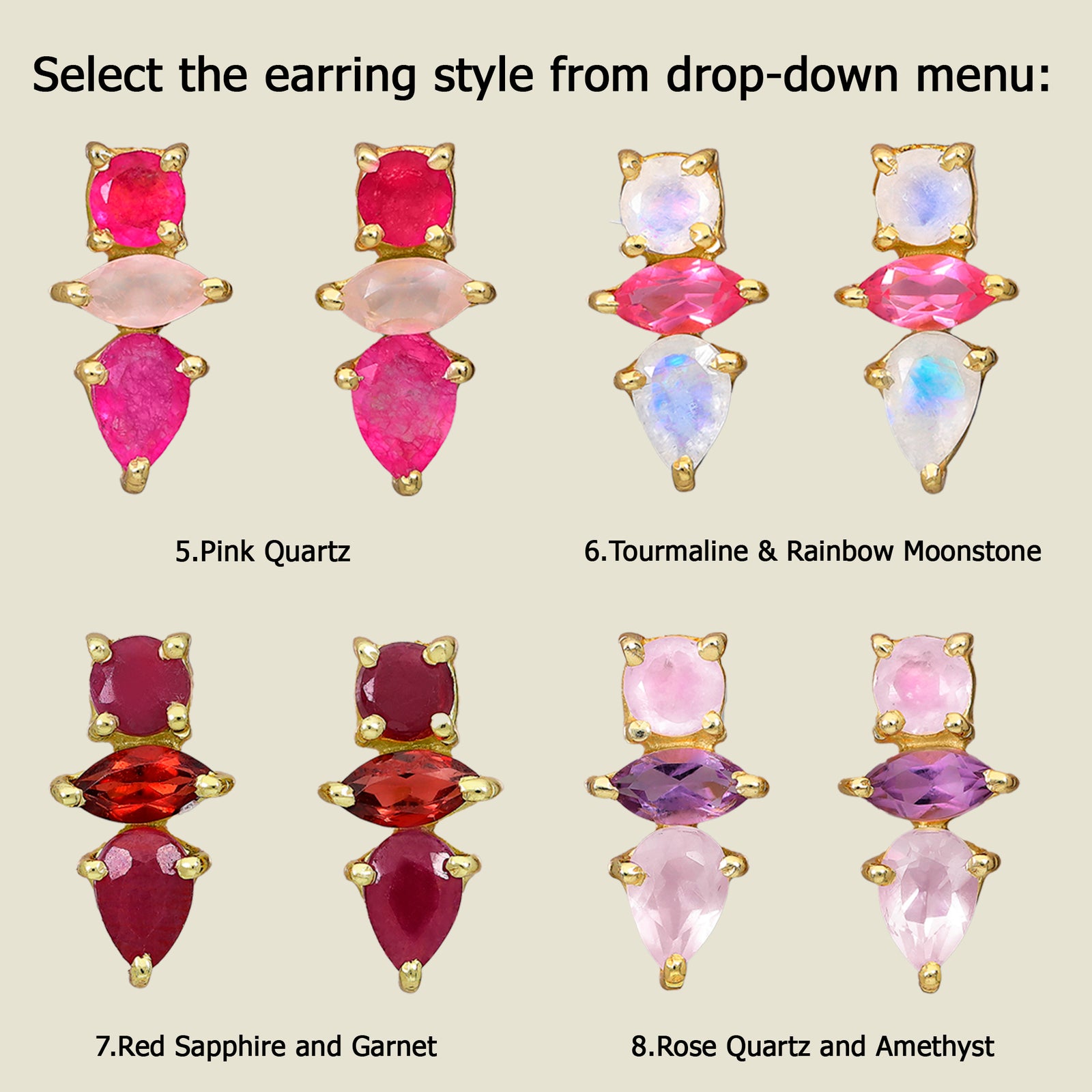  Spike  earrings, gemstone earrings 