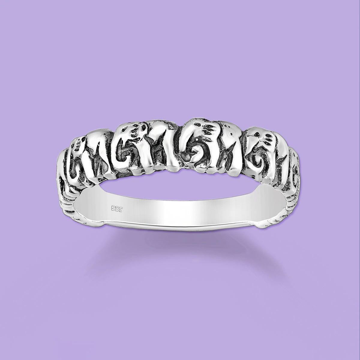 Sterling Silver Oxidized Elephant Ring