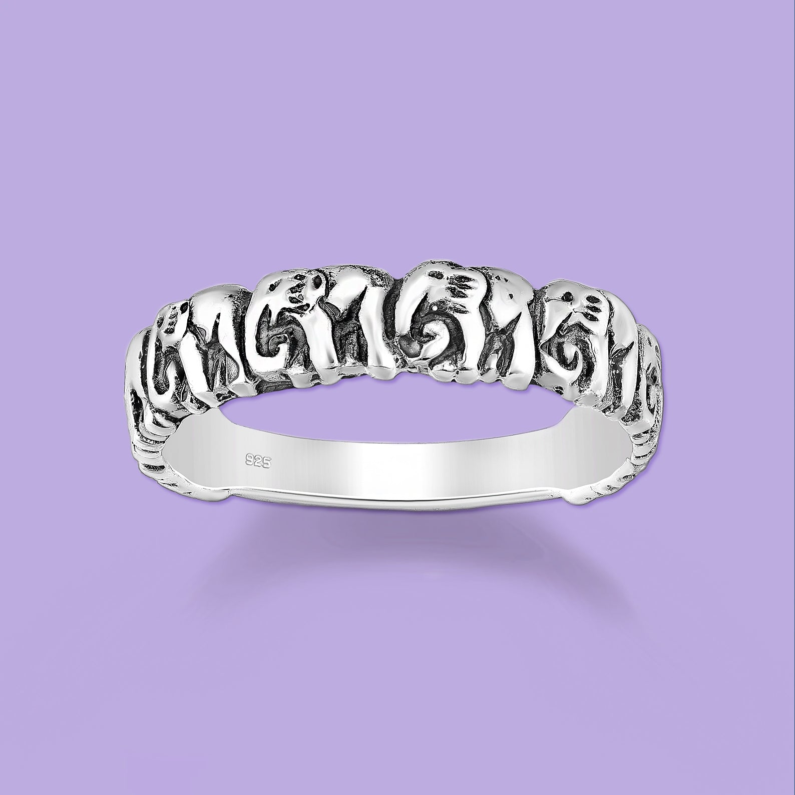 Sterling Silver Oxidized Elephant Ring