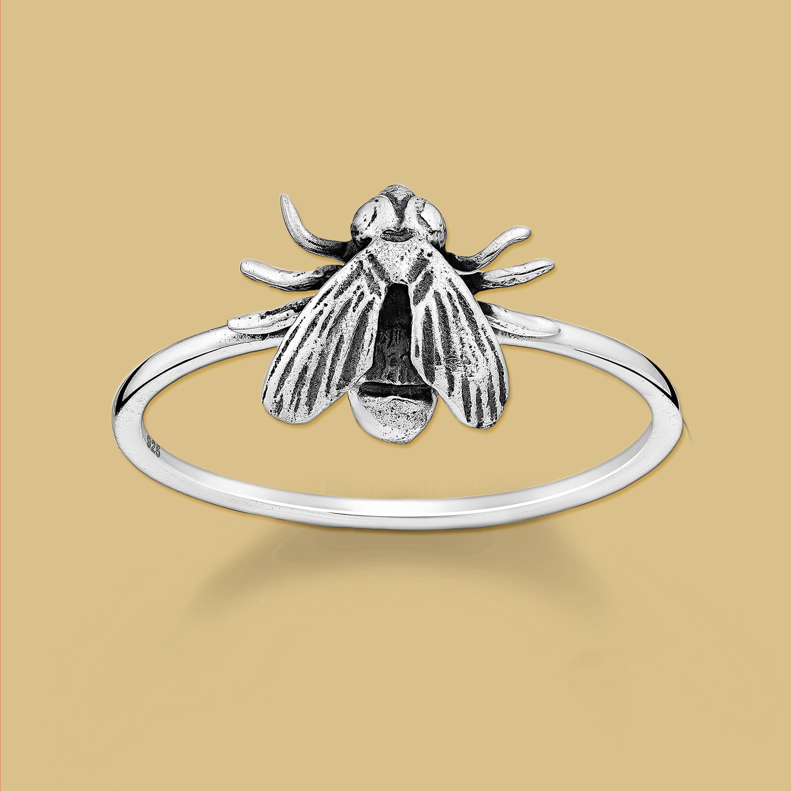 Sterling Silver Oxidized Fly Ring