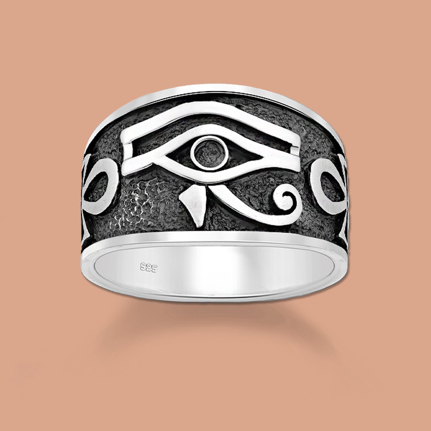 The Eye of Horus  Ring, Egyptian Cross  Silver Ring