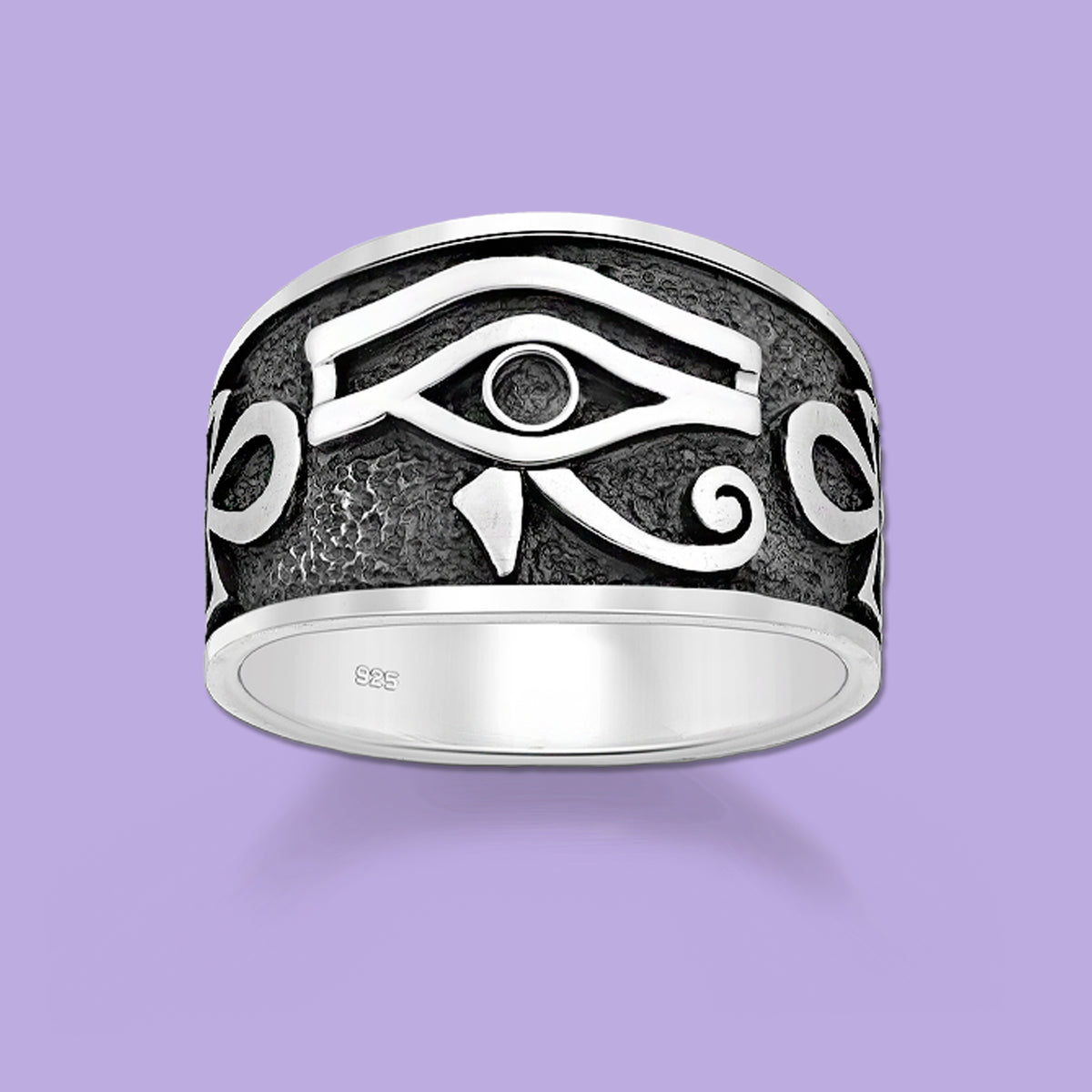The Eye of Horus and Egyptian Cross  Silver Ring, ring for men