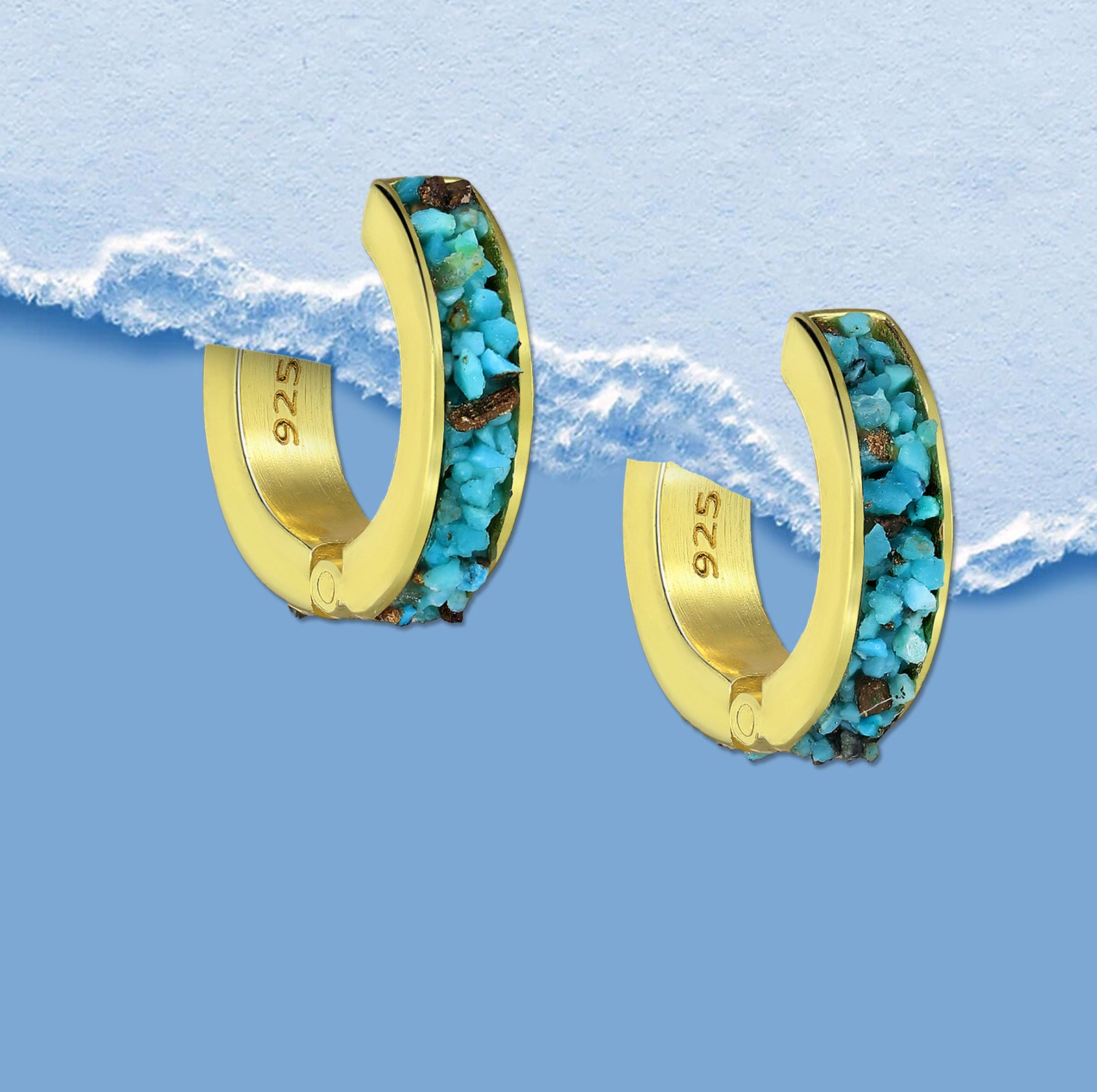 Turquoise Earrings , gemstone hoop earrings