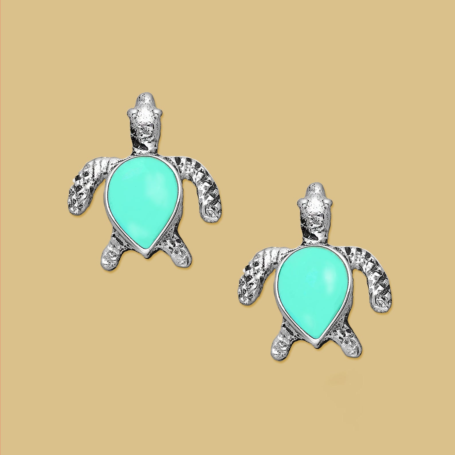 Turtle earrings, Silver Stud Earrings