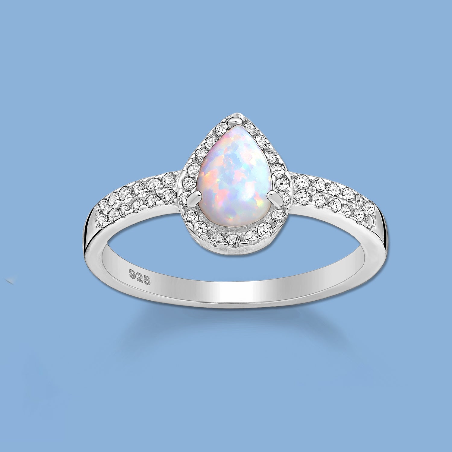 White Opal Sterling Silver Ring 