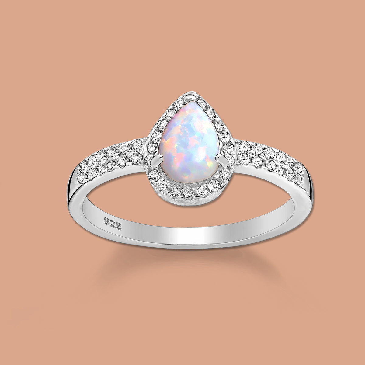 White Opal ,Sterling Silver Ring 