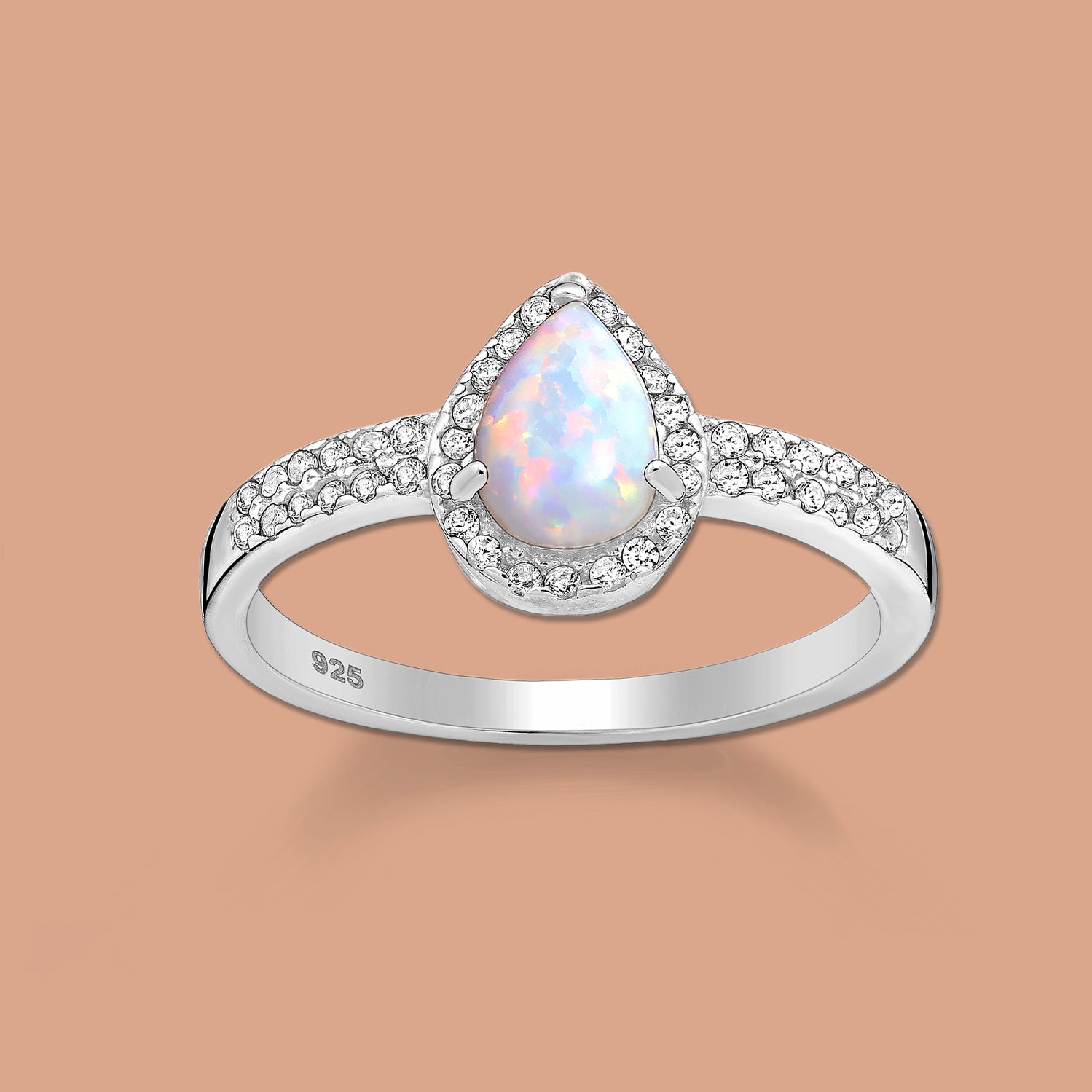 White Opal ,Sterling Silver Ring 