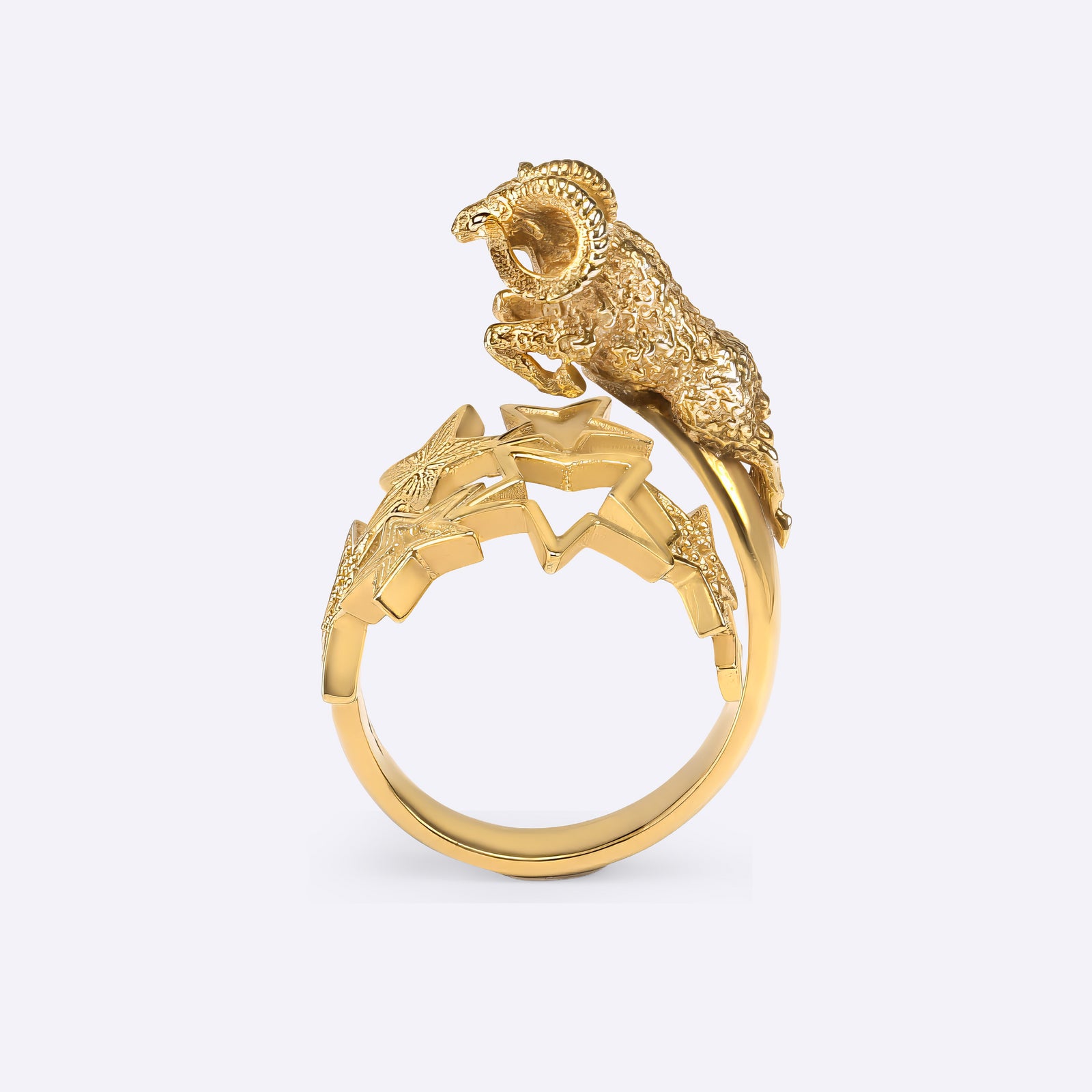 aries  star sign ring in yellow gold with star constellation design and with ram detail, personalized gift, CITIMI