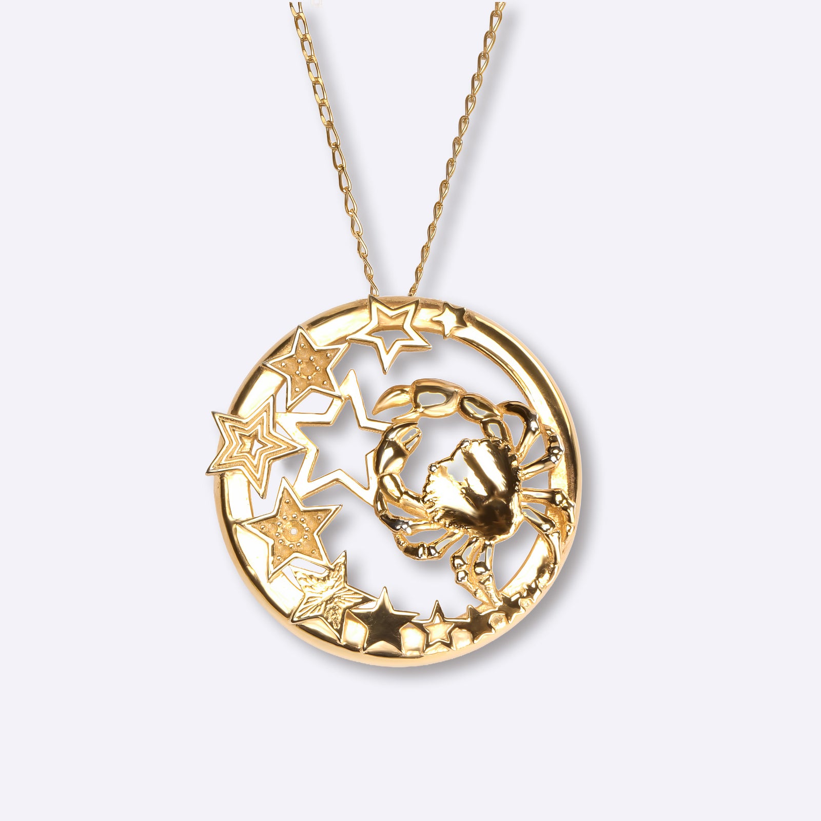 cancer necklace zodiac in yellow gold with star constellation design, CITIMI