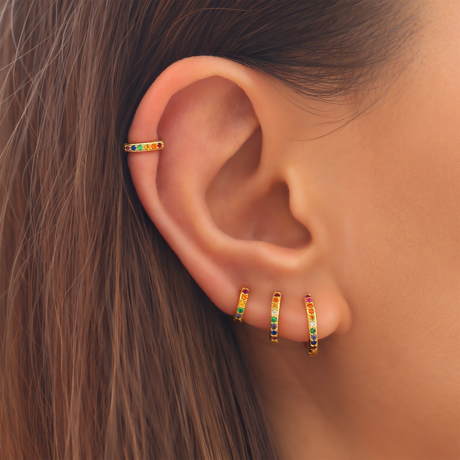 Rainbow Huggie Hoop Earrings