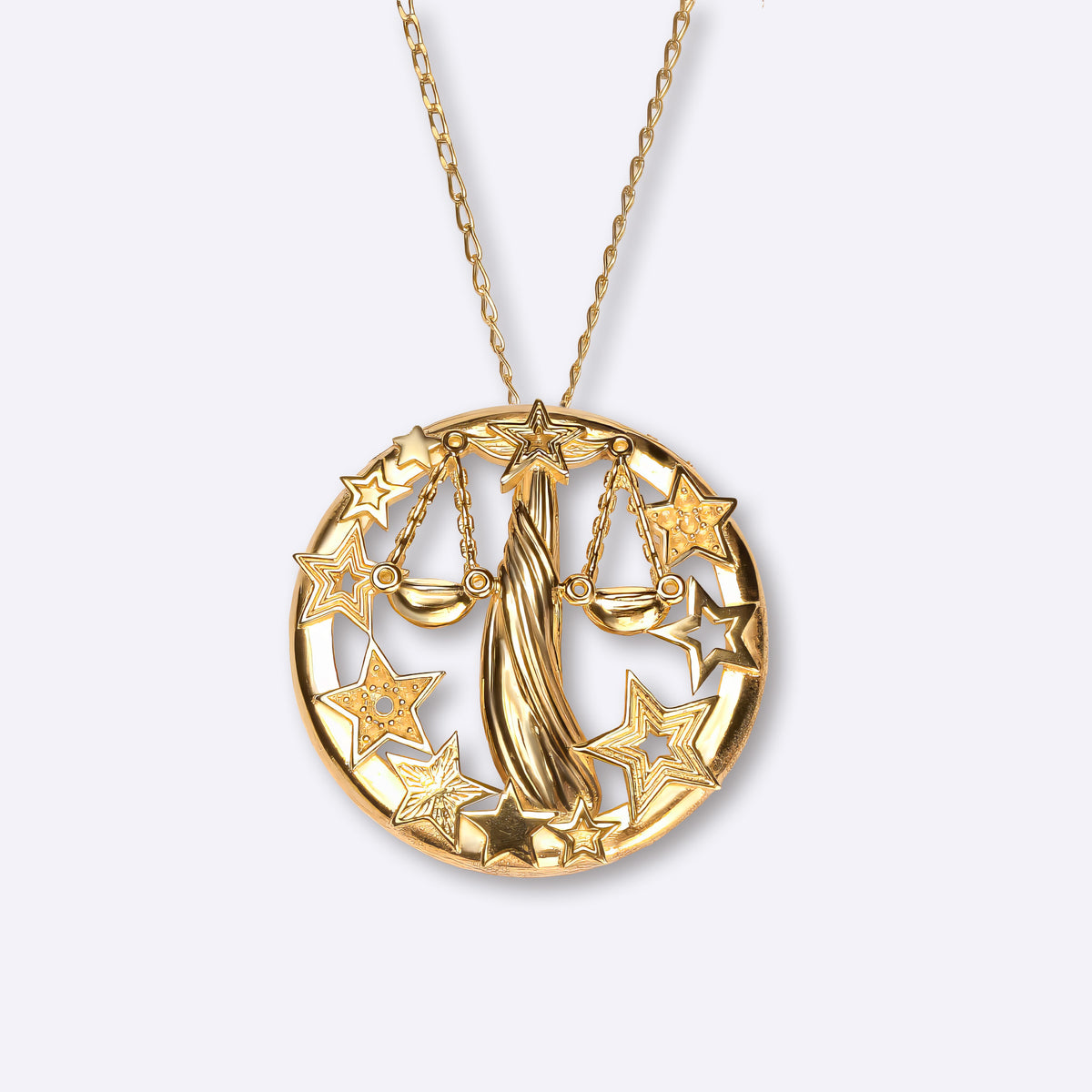 Libra zodiac necklace in yellow gold with star constellation design, CITIMI