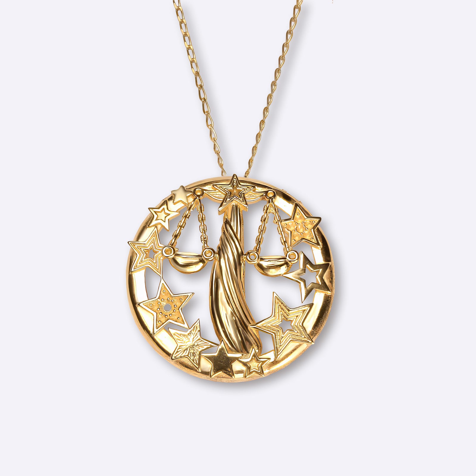 Libra zodiac necklace in yellow gold with star constellation design, CITIMI