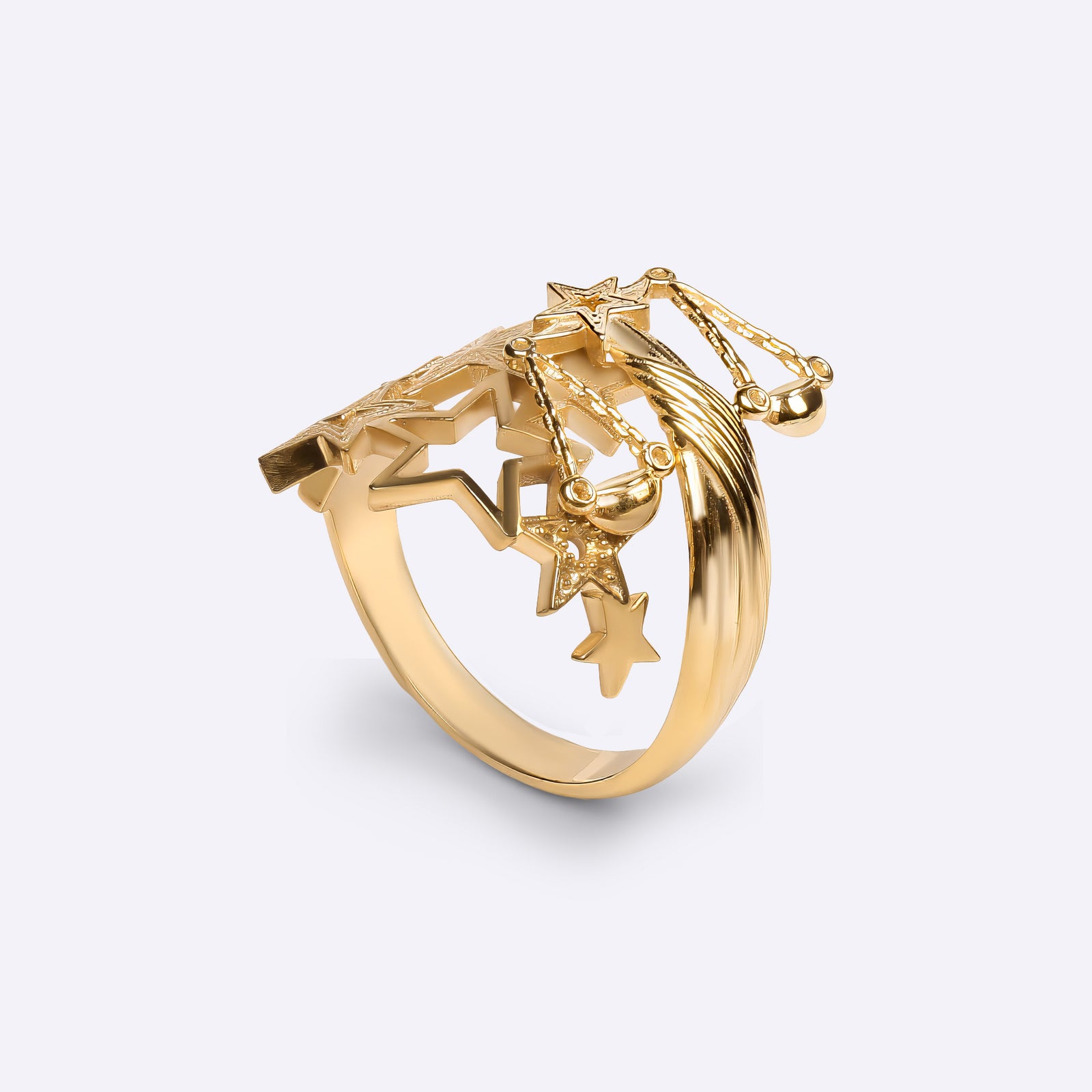 Libra zodiac celestial ring in yellow gold with star constellation design, gift for her, CITIMI