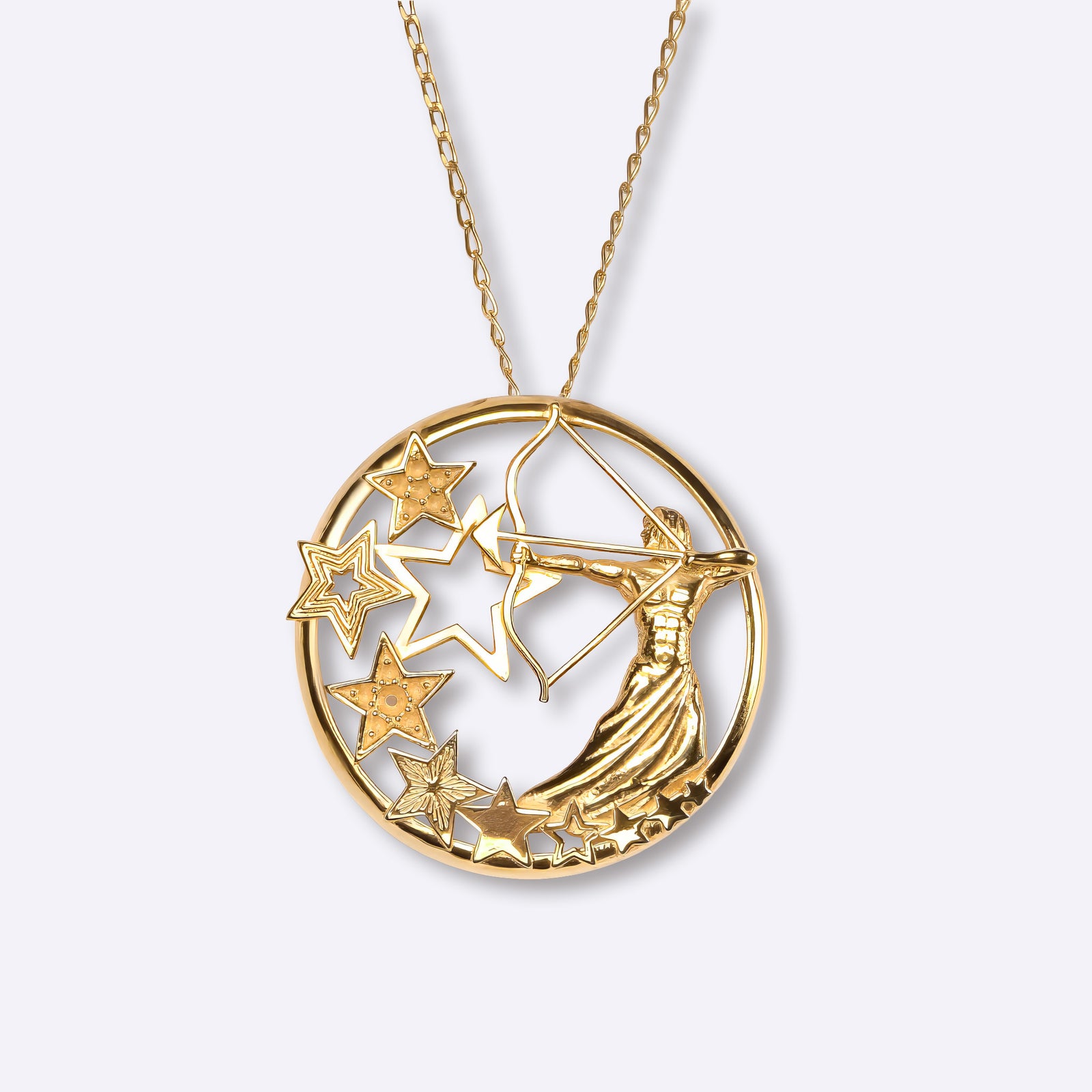 sagittarius zodiac necklace in yellow gold with star constellation design, CITIMI