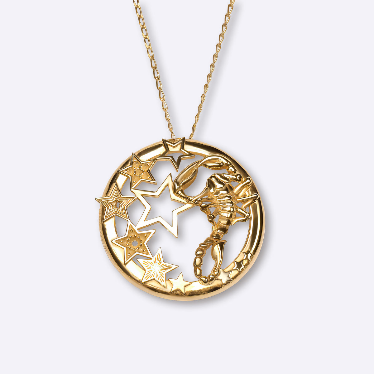 scorpion zodiac necklace in yellow gold with star constellation design, CITIMI