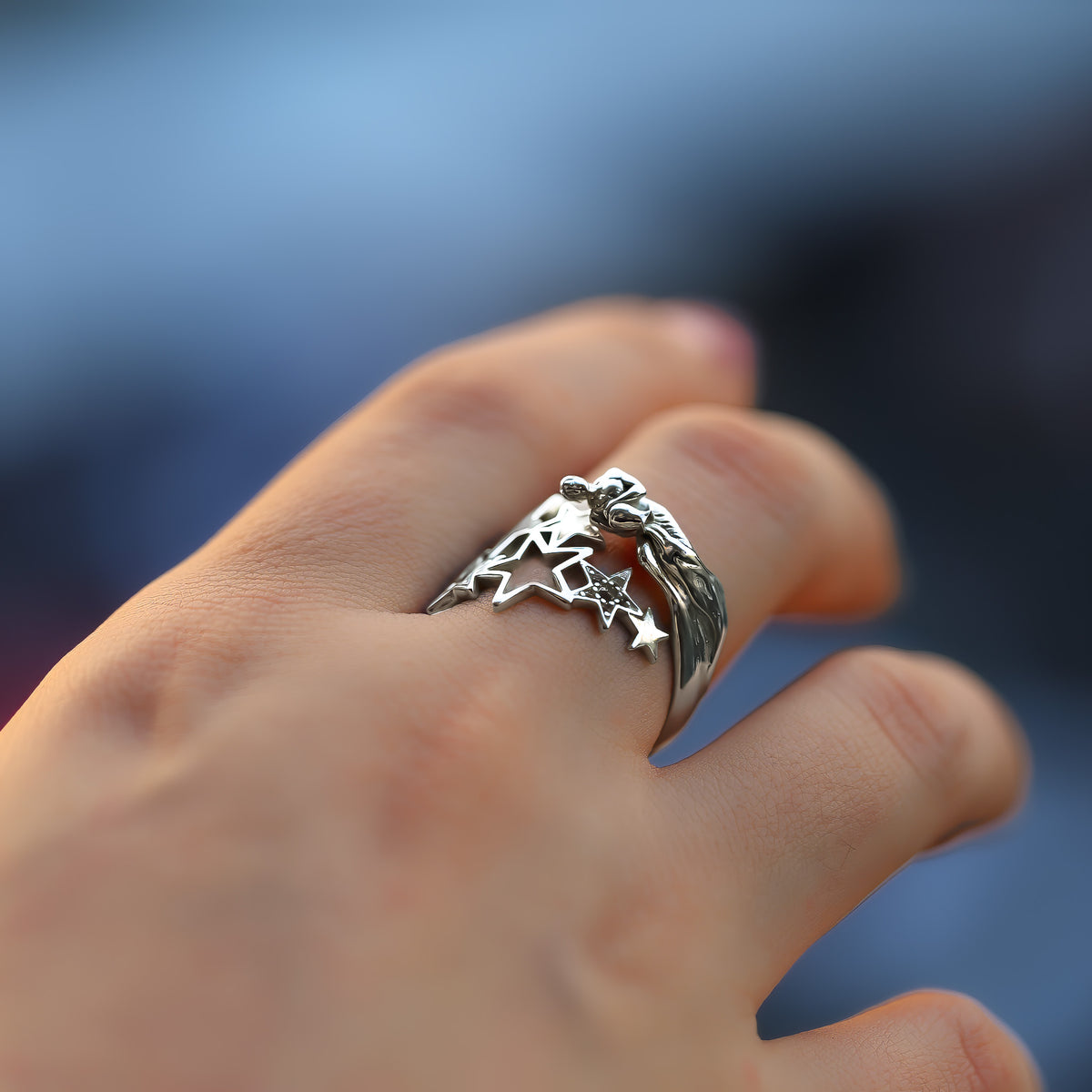  925 Silver Aquarius celestial ring with water bearer figure, gift for January February birthday, CITIMI
