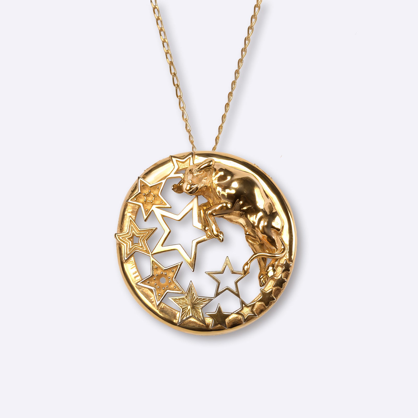 taurus zodiac necklace in yellow gold with star constellation design, CITIMI