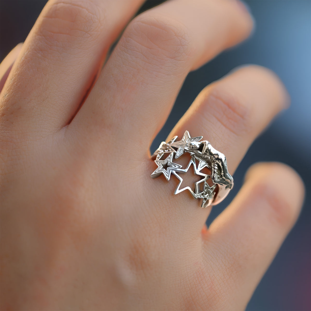 virgo zodiac ring in sterling silver with maiden figure and stars, september birthday gift, CITIMI