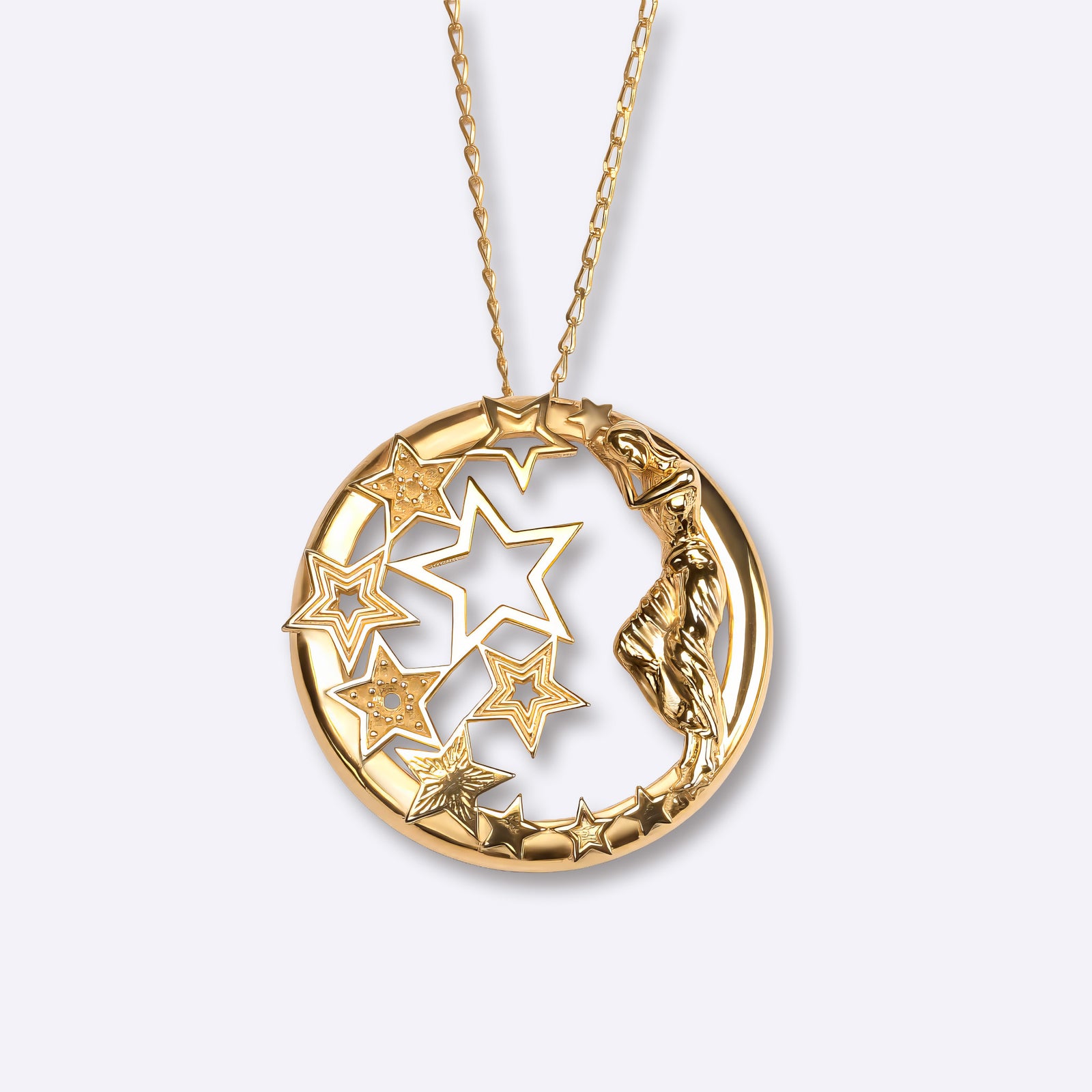 virgo astrology, pendant necklace in yellow gold with star constellation design and maiden figure, gift for her, CITIMI