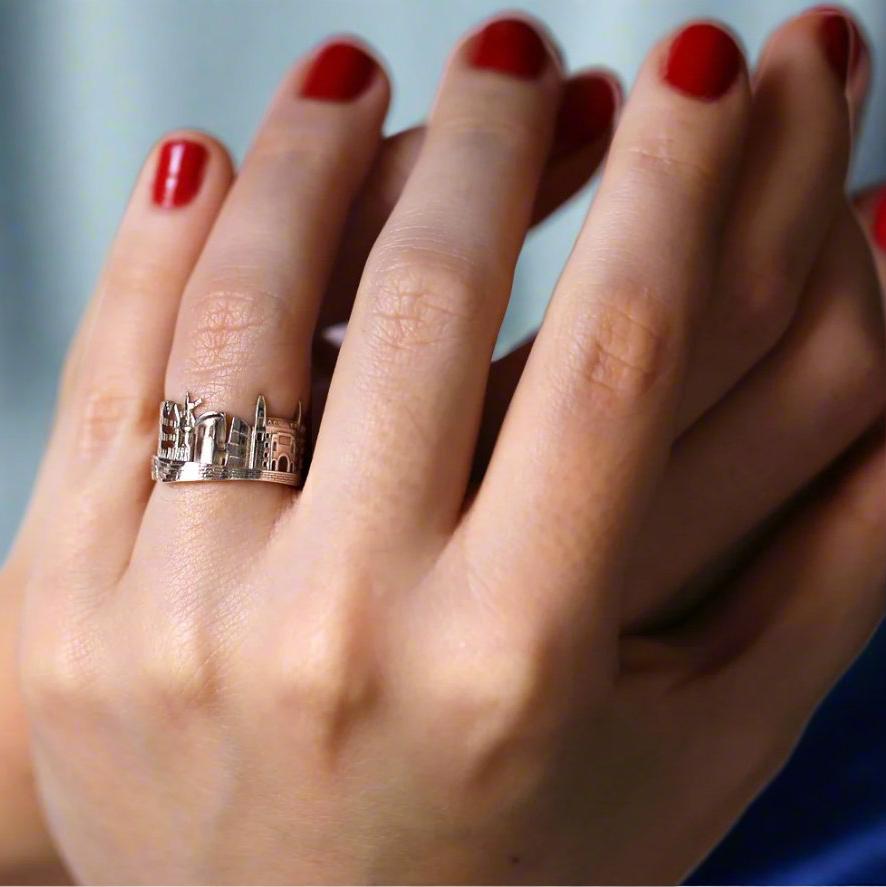 Amsterdam ring, skyline ring, sterling silver Amsterdam ring