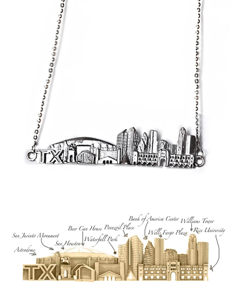 City Necklace Houston in Sterling Silver