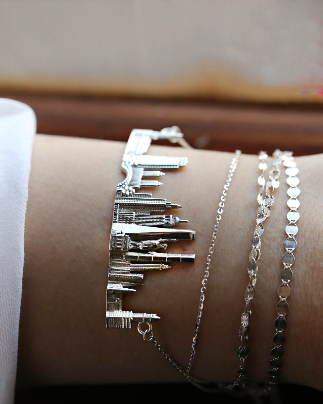 New York Cityscape Bracelet by CITIMI - NYC Skyline bracelet, silver cityscape bracelets