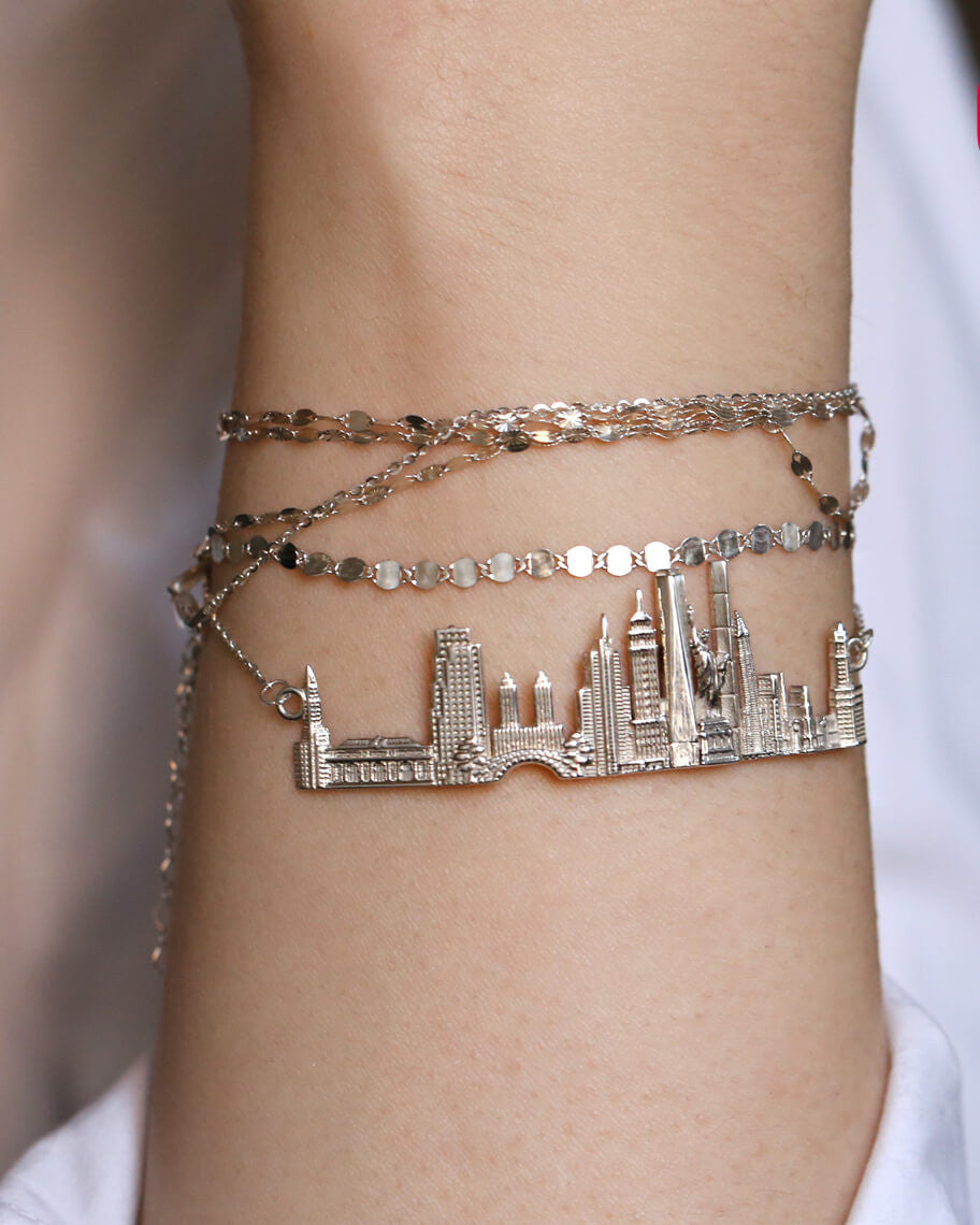 New York City Bracelet by CITIMI - NYC Cityscape bracelet, silver skyline bracelets