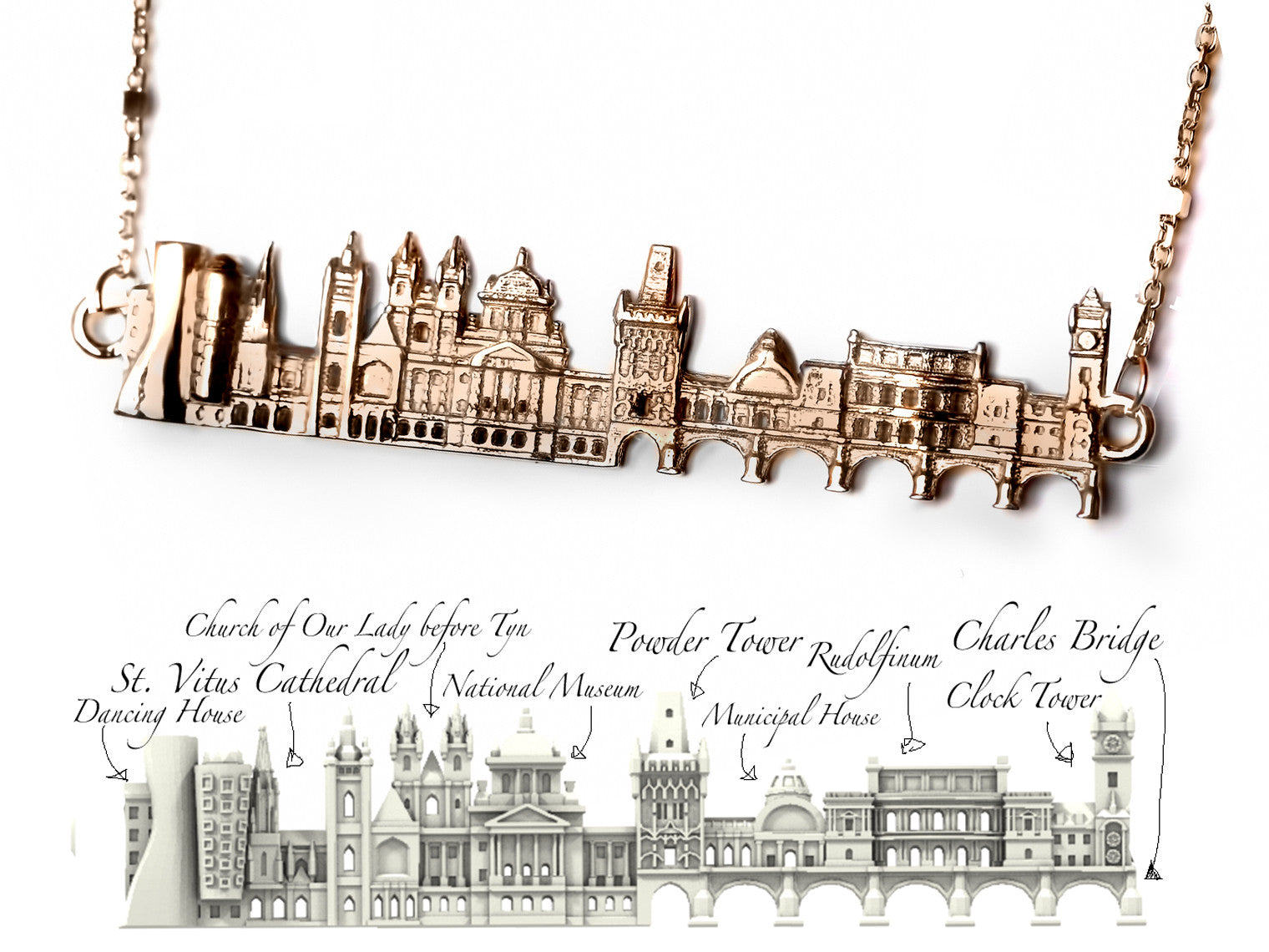 City Necklace Prague in 14K/18K Gold