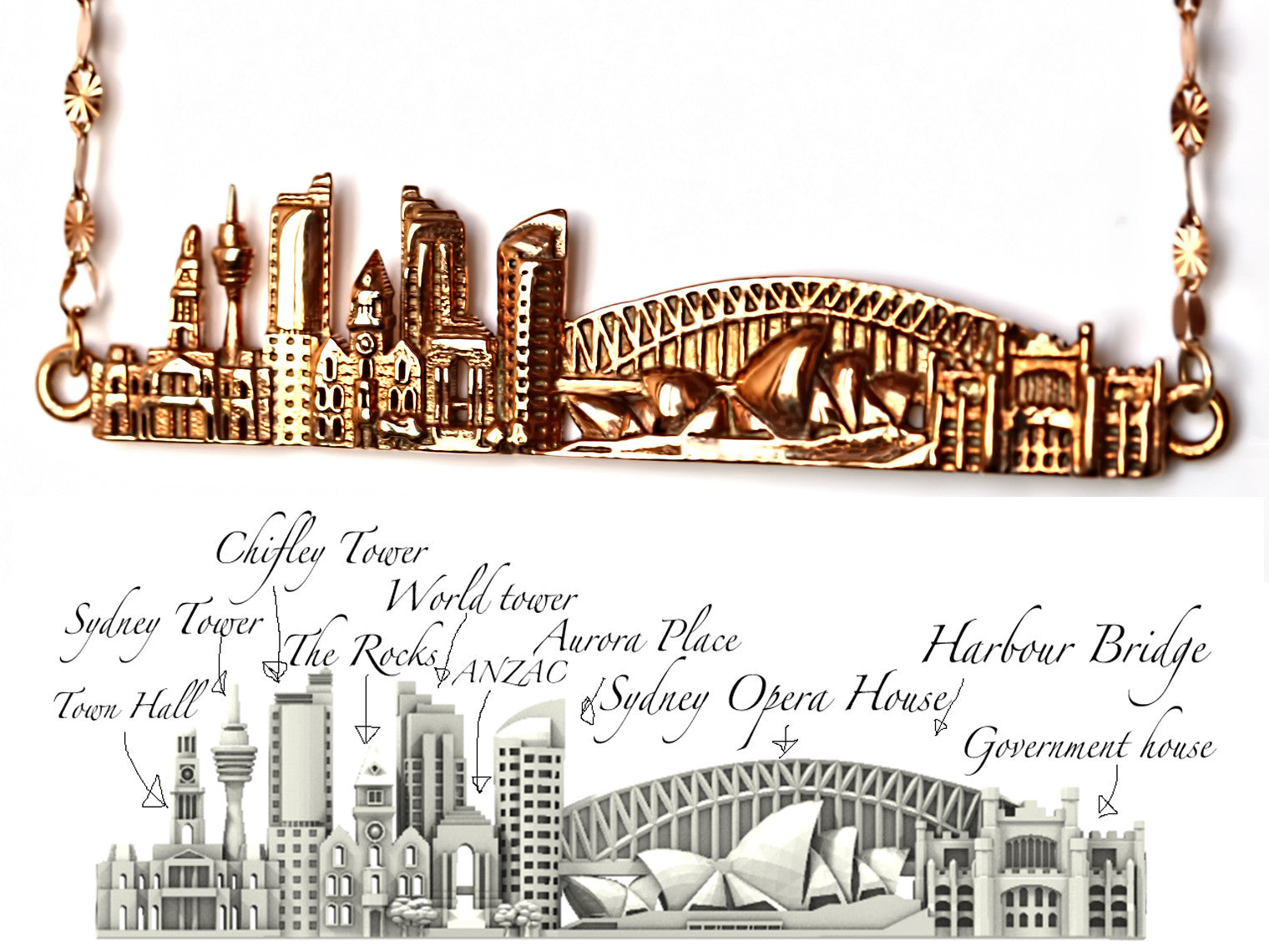 City Necklace Sydney in 14K/18K Gold
