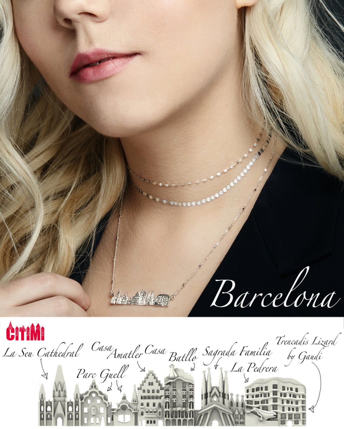 City Necklace Barcelona in 14K/18K Gold